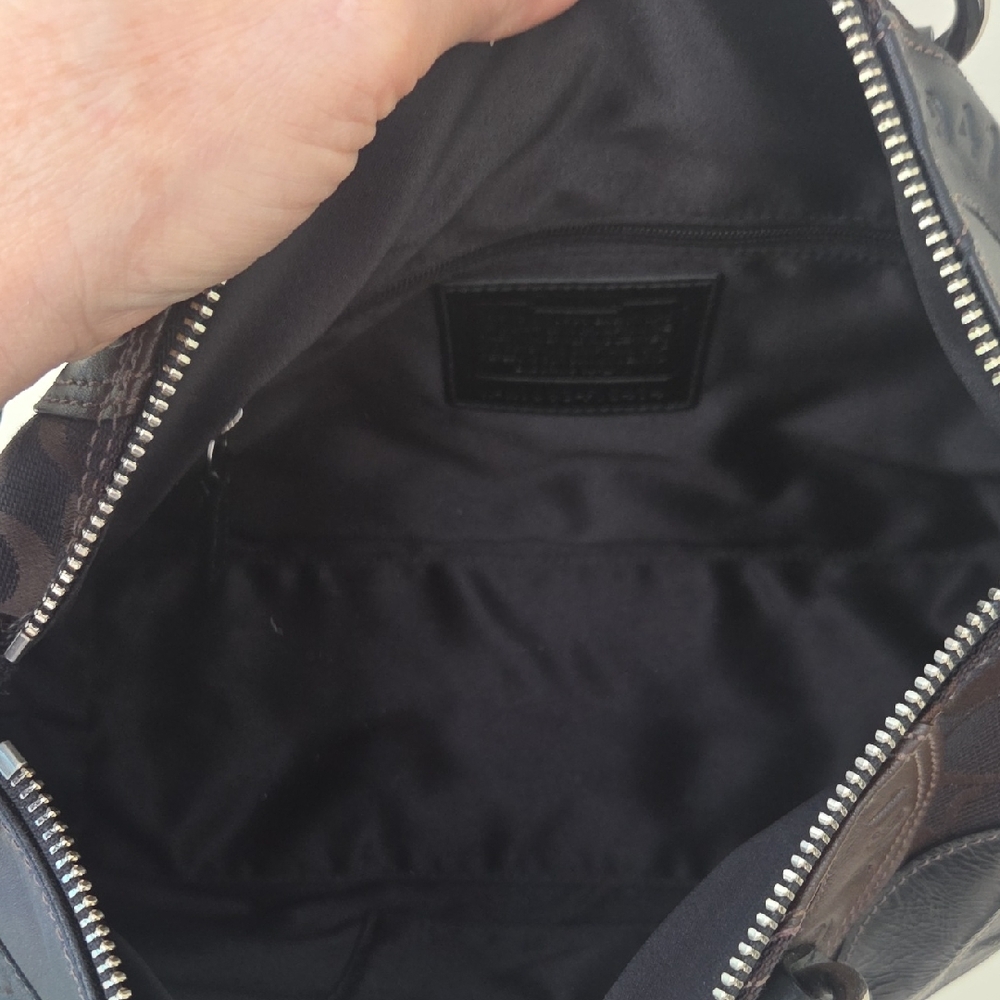 Coach Optic Black Brown Leather Shouder Bag Purse - Picture 10 of 16